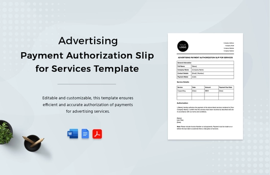 Advertising Payment Authorization Slip for Services Template