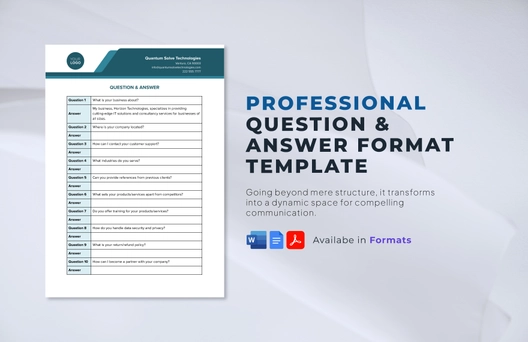 Question & Answer Format Template Question & Answer Format Template