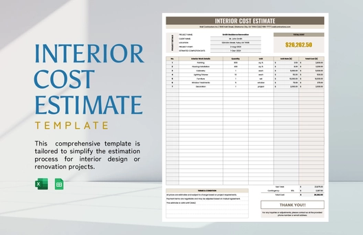 Interior Cost Estimate Template