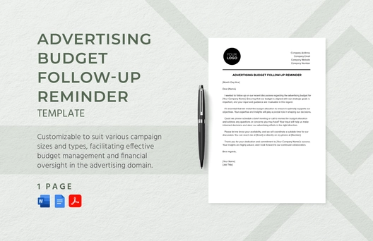 Advertising Budget Follow-up Reminder Template