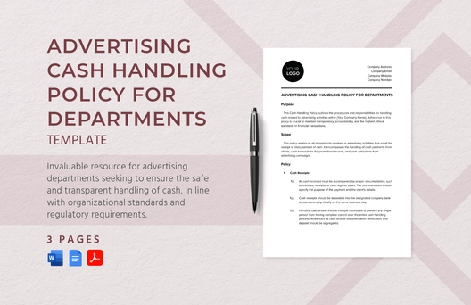 Advertising Cash Handling Policy for Departments Template