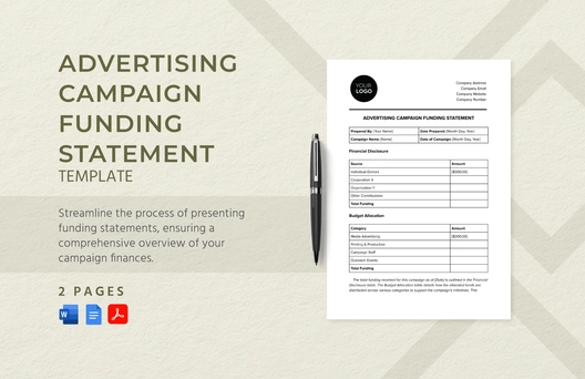 Advertising Campaign Funding Statement Template