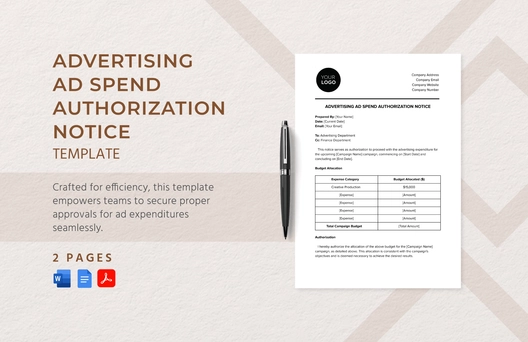 Advertising Ad Spend Authorization Notice Template
