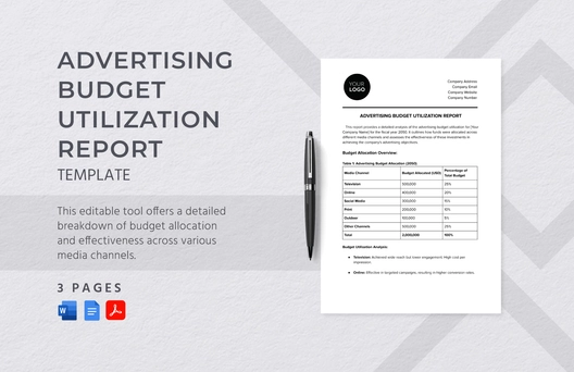 Advertising Budget Utilization Report Template