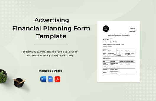 Advertising Financial Planning Form Template Advertising Financial Planning Form Template