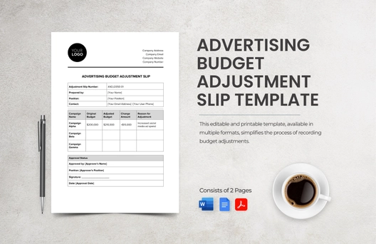Advertising Budget Adjustment Slip Template