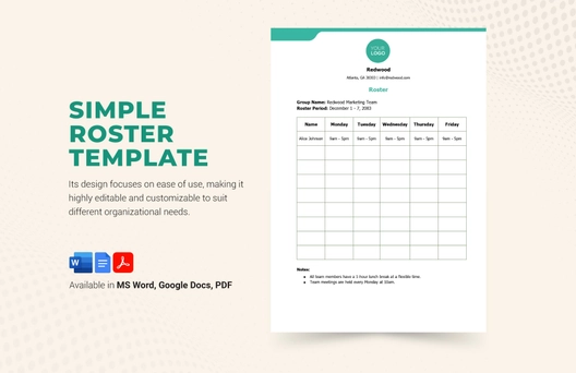 Simple Roster Template