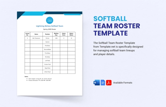 Softball Team Roster Template