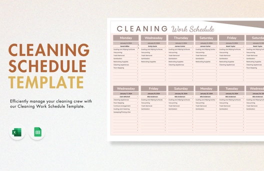 Cleaning Work Schedule Template