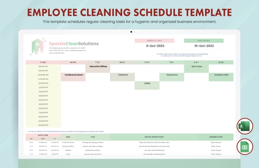 Employee Cleaning Schedule Template