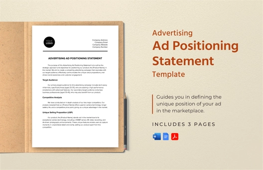 Advertising Ad Positioning Statement Template
