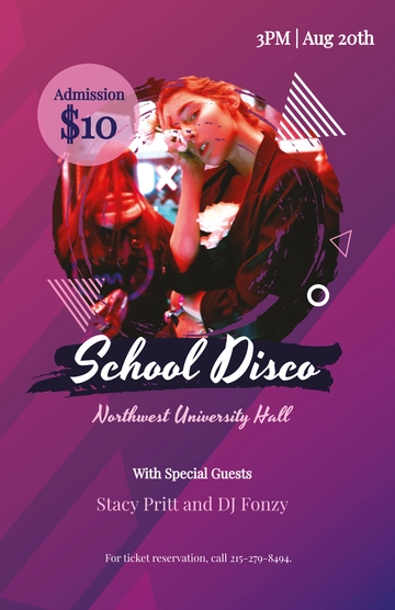 Free School Disco Poster Template to Edit Online
