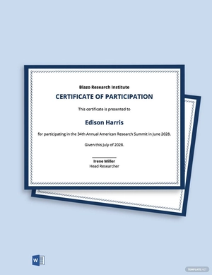 Research Participation Certificate Template