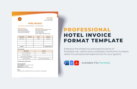 Hotel Invoice Format Template
