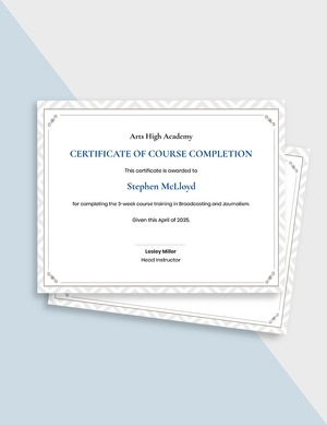 Professional Course Completion Certificate Template