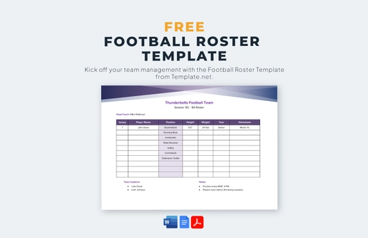 Football Roster Template