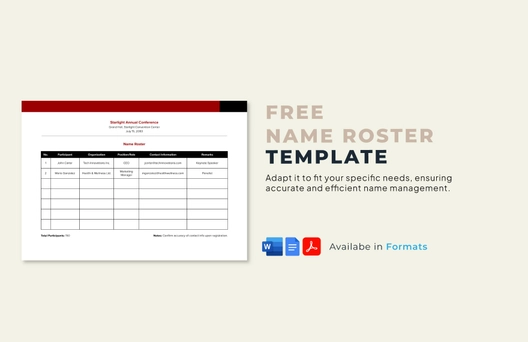 Name Roster Template
