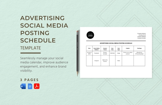 Advertising Social Media Posting Schedule Template