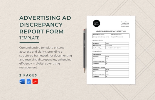 Advertising Ad Discrepancy Report Form Template