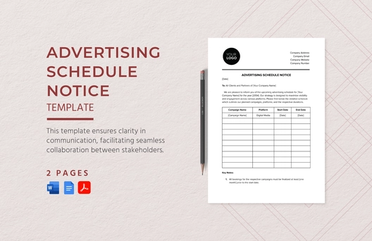 Advertising Schedule Notice Template