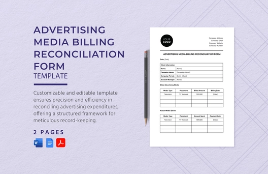 Advertising Media Billing Reconciliation Form Template