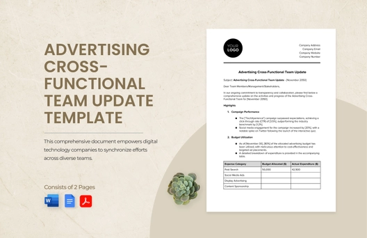 Advertising Cross-Functional Team Update Template