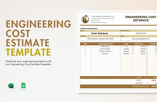 Engineering Cost Estimate Template