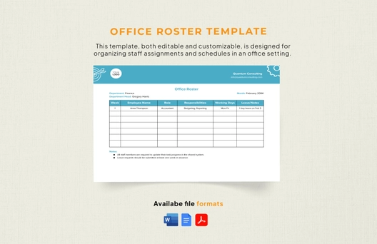 Office Roster Template Office Roster Template