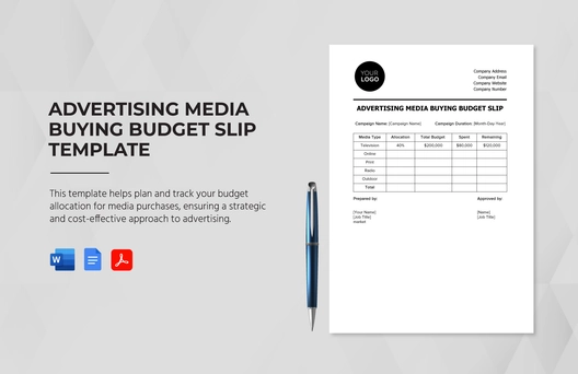 Advertising Media Buying Budget Slip Template