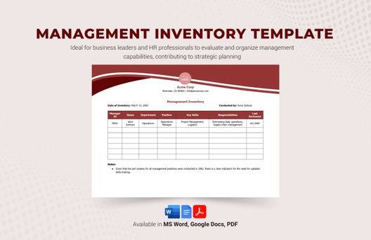 Management Inventory Template