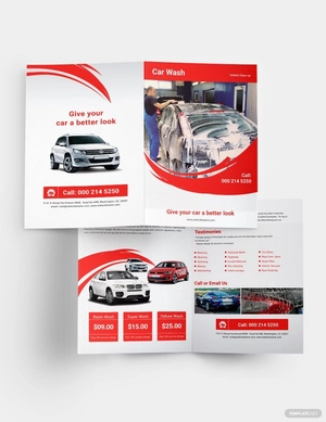 Car Wash A4 Bi Fold Brochure Template