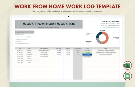 Work from Home Work Log Template