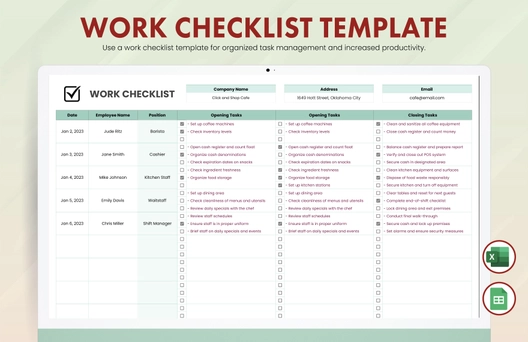Work Checklist Template