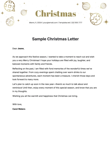 Free Sample Christmas Letter Template to Edit Online
