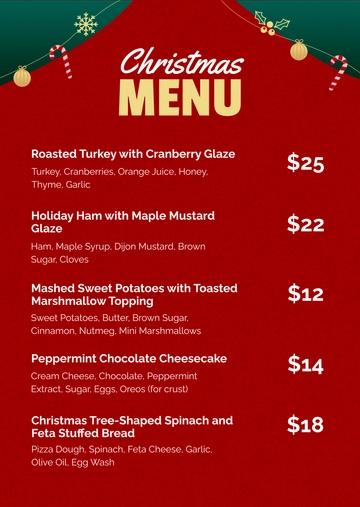 Free Christmas Menu Template to Edit Online