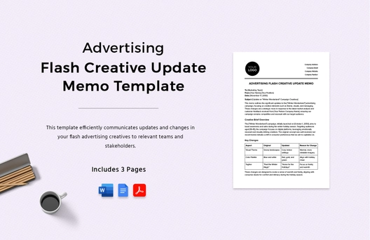 Advertising Flash Creative Update Memo Template