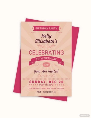 Happy Retro Birthday Party Invitation Card Template