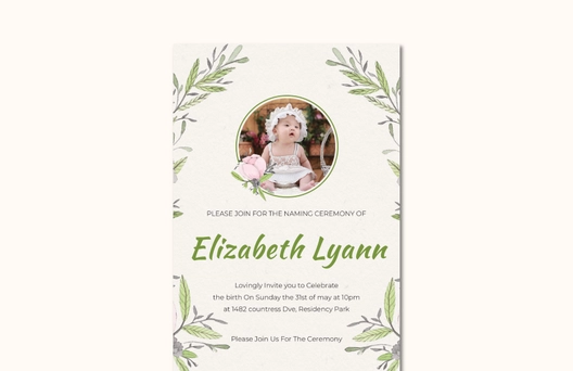 Heartfelt Baby Naming Ceremony Invitation Template