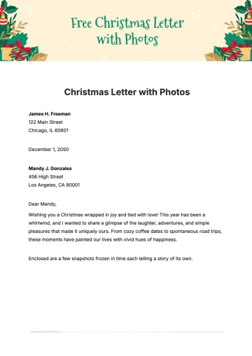 Free Christmas Letter with Photos Template to Edit Online