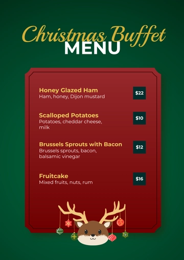 Free Christmas Buffet Menu Template to Edit Online