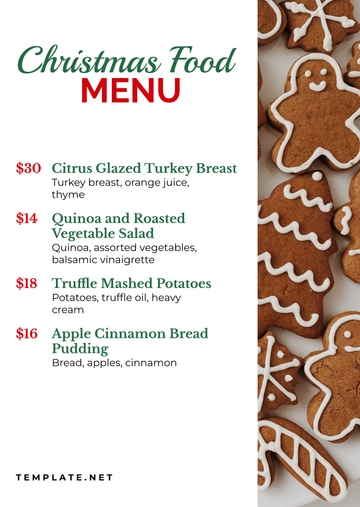 Free Christmas Food Menu Template to Edit Online