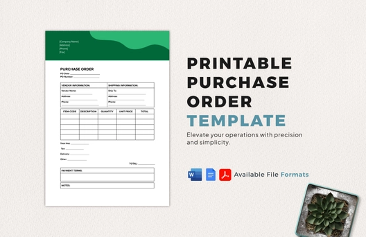 Printable Purchase Order Template