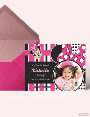 Sparkling Minnie Mouse Birthday Invitation Template