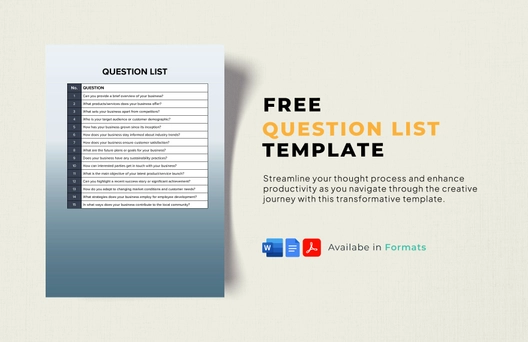 Question List Template Question List Template