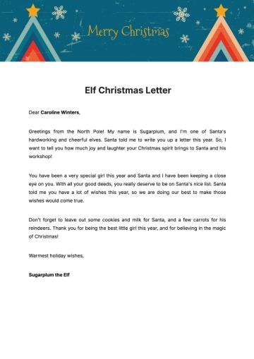 Free Elf Christmas Letter Template to Edit Online