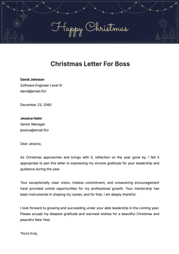Free Christmas Letter for Boss Template to Edit Online