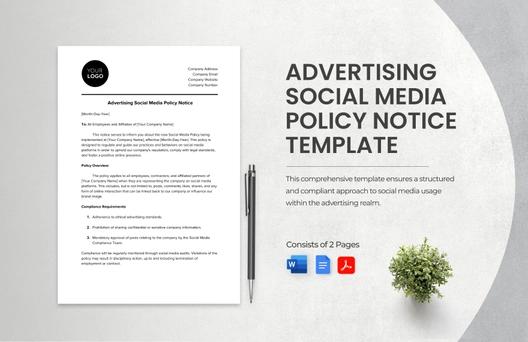 Advertising Social Media Policy Notice Template