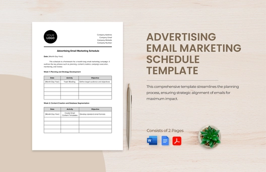 Advertising Email Marketing Schedule Template Advertising Email Marketing Schedule Template