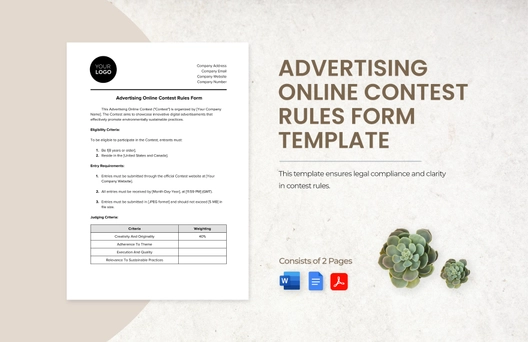 Advertising Online Contest Rules Form Template