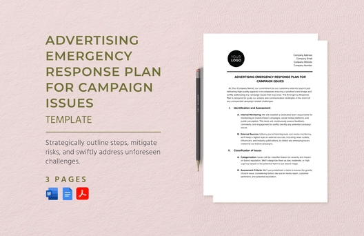 Advertising Emergency Response Plan for Campaign Issues Template